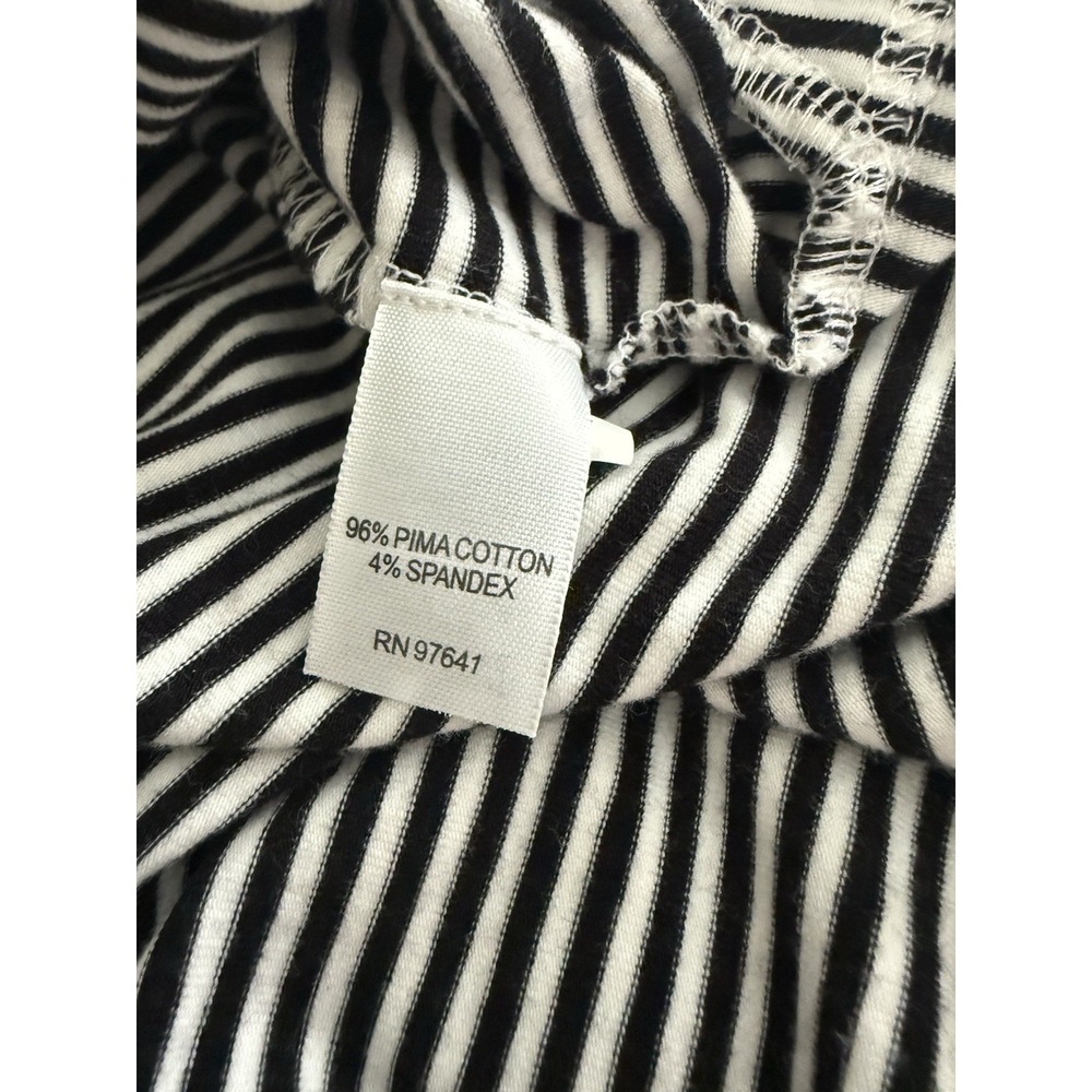 J Jill Perfect Pima Dress Medium Black White Striped 3/4 Sleeve Casual Knit - Picture 6 of 9